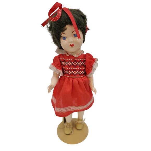 Porcelain Doll - Red Dress 15" - Picture 1 of 7